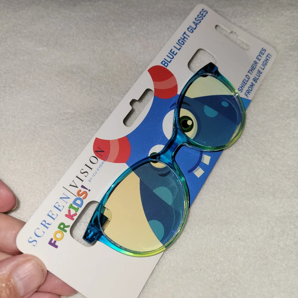 ICU Eyewear Kids Youth Screen Vision Blue Light Filtering Blue Oval Glasses New